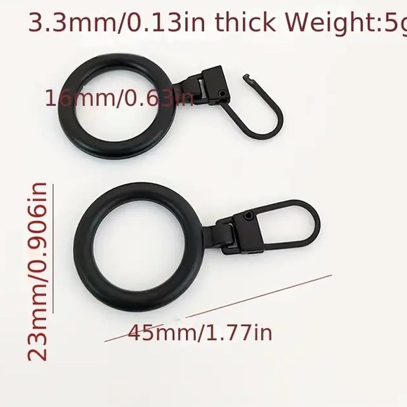 5pc Assorted Metal Zipper Pulls - Rings - Picture 5 of 5